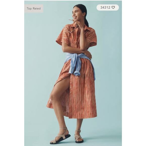 Anthropologie Dresses & Skirts - Anthropologie The Tobie Button-Front Pleated Shirt Dress by Exquise Medium